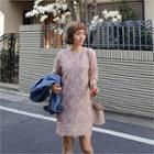 Short-sleeve Rosette Lace Shift Dress
