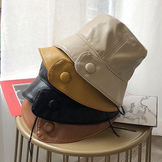 Faux Leather Cloche Hat