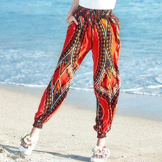 Patterned Lantern Chiffon Pants