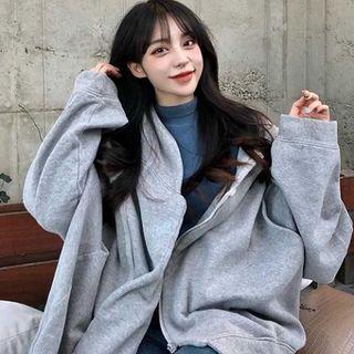 Plain Long-sleeve Sweatshirt As Shown In Figure - One Size