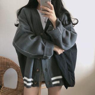 Contrast Trim Oversize Cardigan