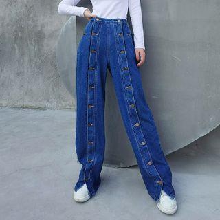 Button-up Wide-leg Jeans