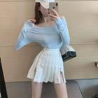 Long-sleeve Top / A-line Skirt / Set