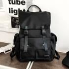 Plain Snap Buckle Backpack Black - One Size