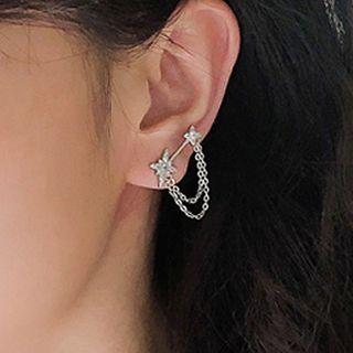 Non-matching Rhinestone Star Earring Earrings - 1 Pair - One Size