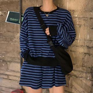 Long-sleeve Striped Knit Top / Shorts