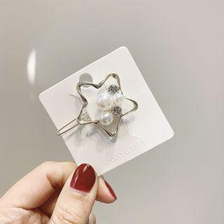 Faux Pearl Rhinestone Star Hair Clip