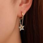 Flower Rhinestone Chain Alloy Dangle Earring 1 Pair - 01 - X214 - Gold - One Size