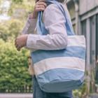 Color-block Canvas Shopper Bag Blue & White - One Size