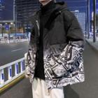 Ombre Hooded Padded Zip-up Jacket