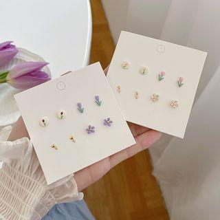 4 Pair Set: Flower Alloy Earring (various Designs)