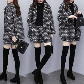 Set: Houndstooth Double-breasted Jacket + Shorts