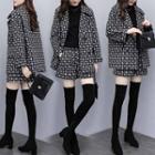 Set: Houndstooth Double-breasted Jacket + Shorts