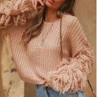 Fringed Trim Cropped Sweater