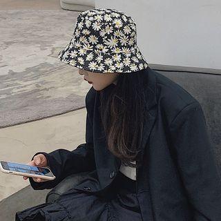 Daisy Print Bucket Hat Floral - Black - One Size