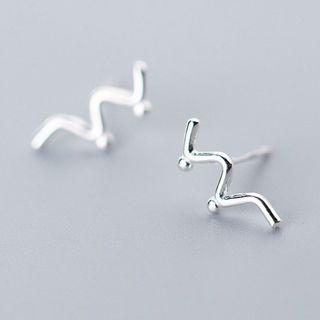 925 Sterling Silver Swirl Stud Earring 1 Pair - As Shown In Figure - One Size