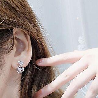 Sterling Silver Crown-accent Earrings