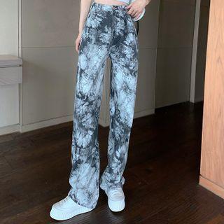 High-waist Tie-dye Jeans