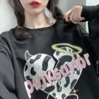 Long-sleeve Round-neck Cow Print Sweatshirt