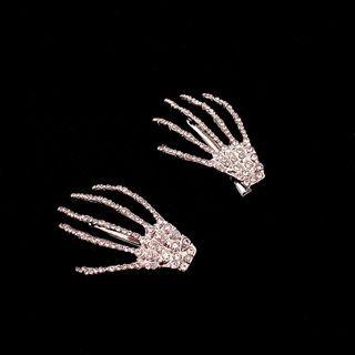 Rhinestone Palm Hair Clip 1 Pc - As Shown In Figure - One Size