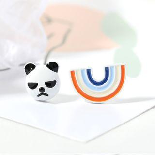 Asymmetric Panda Earring 1 Pair - As Shown In Figure - One Size