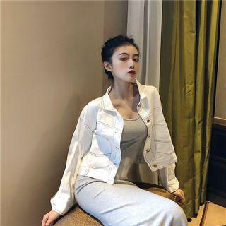 Cropped Denim Jacket / Midi Side-slit Tank Dress