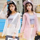 Drawstring Waist Hooded Long Light Jacket
