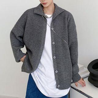 Plain Stand Collar Knit Jacket