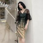 Short-sleeve Sequin Sheath Dress (various Designs)