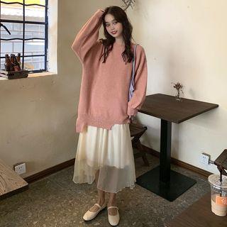 Asymmetric Sweater / A-line Midi Skirt