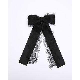 Lacy Large Ribbon Brooch Black - One Size