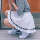 Contrast Trim Accordion Pleat Culottes