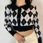 Long-sleeve Argyle Cropped Sweater