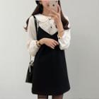 Peter Pan Collar Shirt / Spaghetti Strap Mini Dress