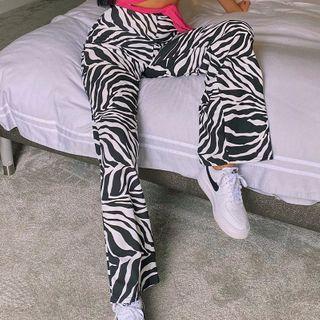 Zebra Prints High-waist Wide-leg Pants