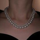 Faux Pearl Layered Alloy Necklace White - One Size