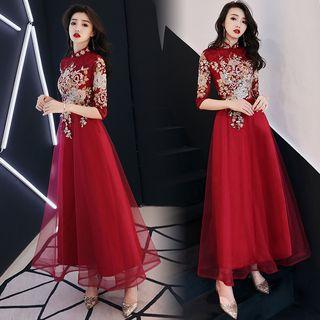 Embroidered A-line Cocktail Dress / Evening Gown