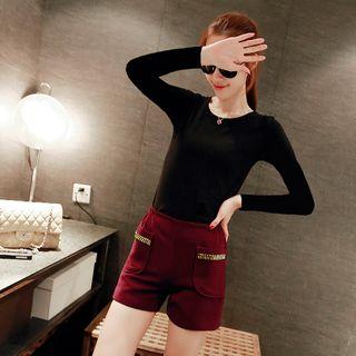 Elastic Waist Woolen Shorts