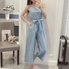 Sleeveless Bow-accent Wide-leg Jumpsuit