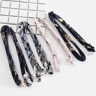 Faux Pearl Floral Print Wired Headband