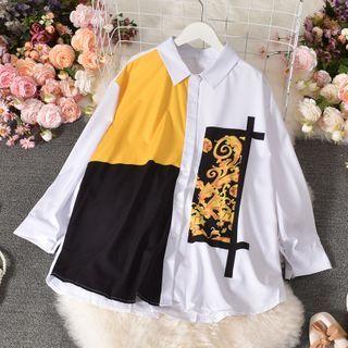 Color Panel Shirt White - One Size