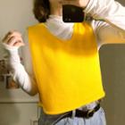 Long-sleeve Mock Neck T-shirt / Knit Vest