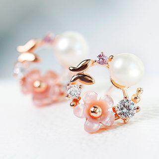 Flower Circle Stud Earrings