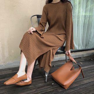 Rib Knit Long Sleeve Midi Dress