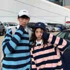 Couple Matching Long-sleeve Striped Polo Shirt