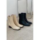 Square-toe Banded Ankle Boots
