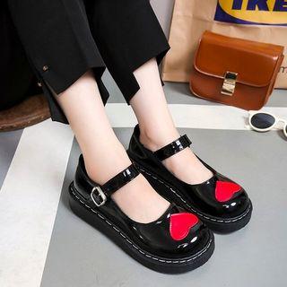 Heart-accent Platform Mary Jane Shoes