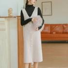 Sleeveless Buttoned Dress / Long-sleeve Turtleneck Top