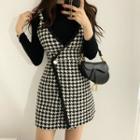 Knit Top / Houndstooth Pinafore Dress