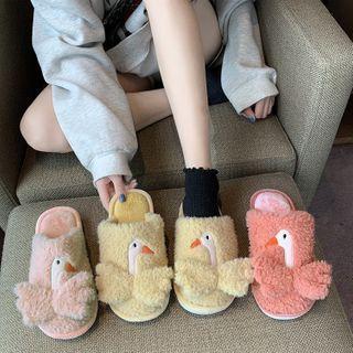Duck Embroidered Fleece Slippers